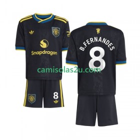Camisolas de futebol Manchester United Bruno Fernandes 8 Criança Equipamento 3ª 2025/26 Manga Curta